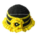 Moda a mano Knit Crochet Beaded abeja Beanie Hat con la flor